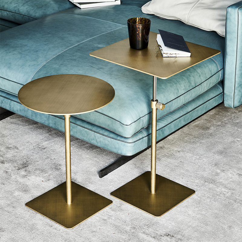 Hot Sale új design arany oldalsó asztal modern arany rozsdamentes acél kerek oldalsó asztal emelhető rozsdamentes acél kanapé asztal