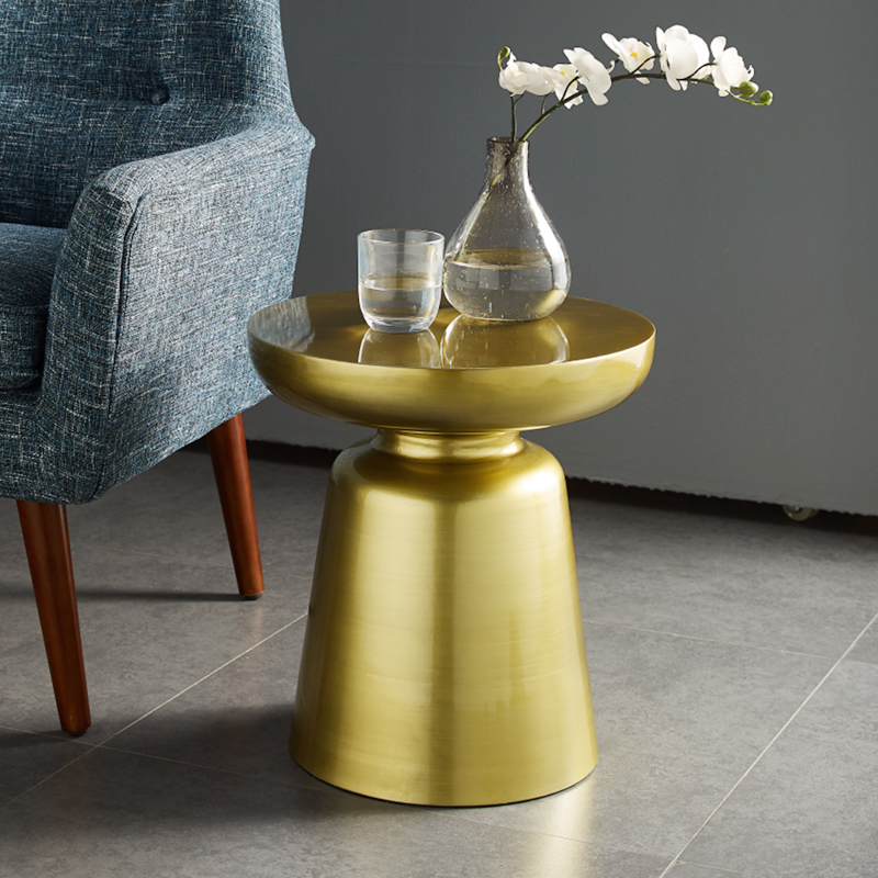 Bronzfém Nordic Round Side Table Modern anappali otthoni bútorok