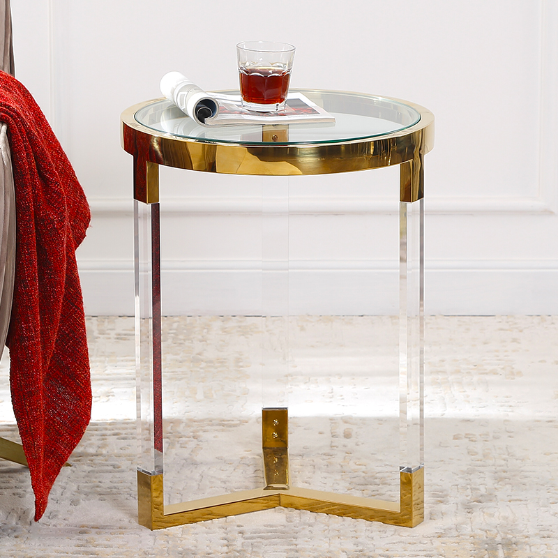 Luxus oldalsó asztal kefe sárgaréz konzol asztal Nordic kortárs sarokkabara asztal