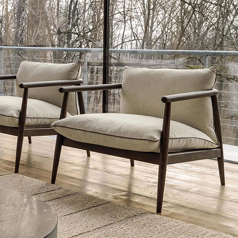 Nordic Modern Chaise Minimalista tervezett szövet egyetlen kanapéval ellátott szék anappaliban