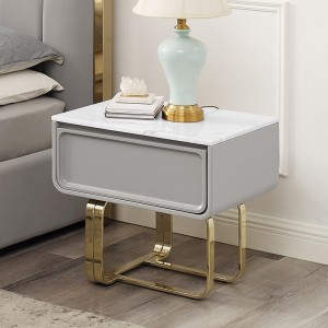 francia arany rozsdamentes acél láb éjjeliszekrény luxus természetes márvány éjjeli asztali szekrény