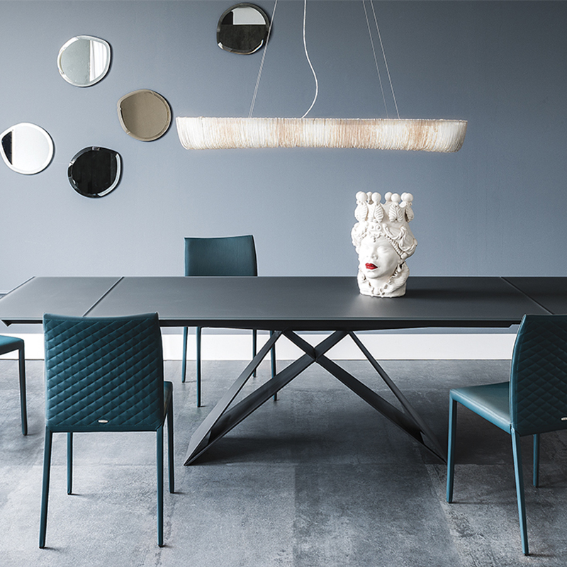 Olasz Modern Designs 8 személy Kerámia szinterelt kő téglalap alakú étkezőasztal 6 üléses