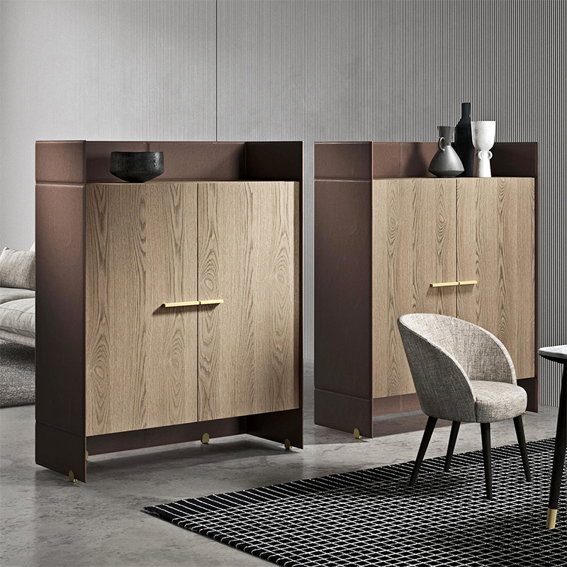 modern olasz design bőr fa étkezőnagy oldalsó svédasztalos szekrény