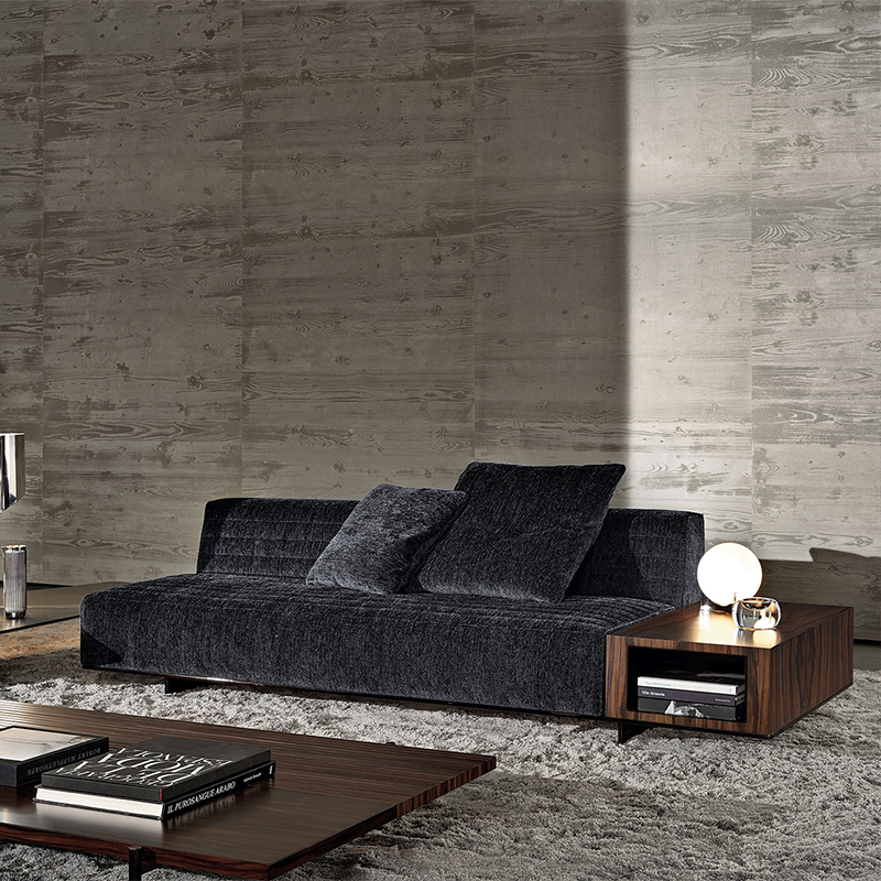 olasz minotti modern fekete pamut és vászon kanapé szekcionált bútorok